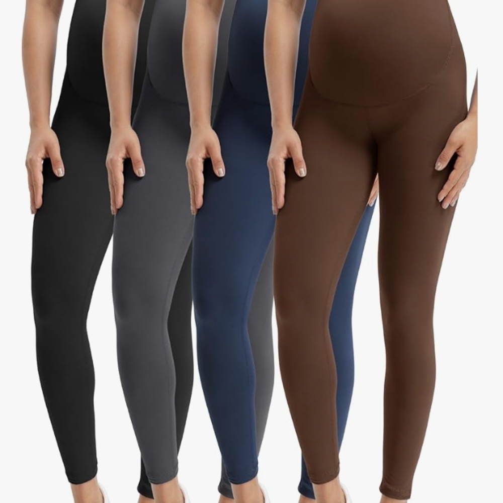 Buttergene Maternity Leggings in Cream, Brown, Blue